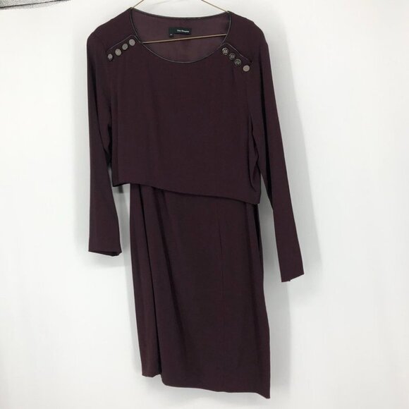 The Kooples Maroon Burgundy gold studded shoulder long sleeve mini dress 38 - Picture 15 of 16